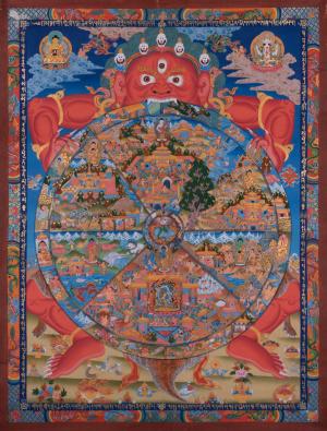 Wheel Of Life Buddhist Thangka | Bhavachakra Painting for Buddhist Meditation